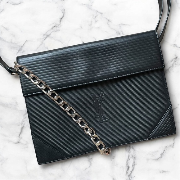 Yves Saint Laurent Handbags - YSL Black Leather Clutch Crossbody